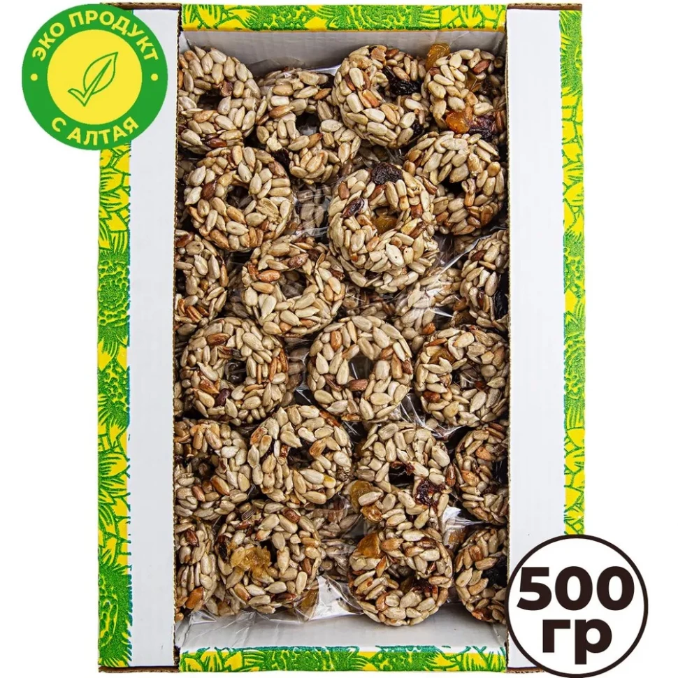  Козинаки из подсолнечника с медом и сухофруктами "Зачетные" 500г в Серове
