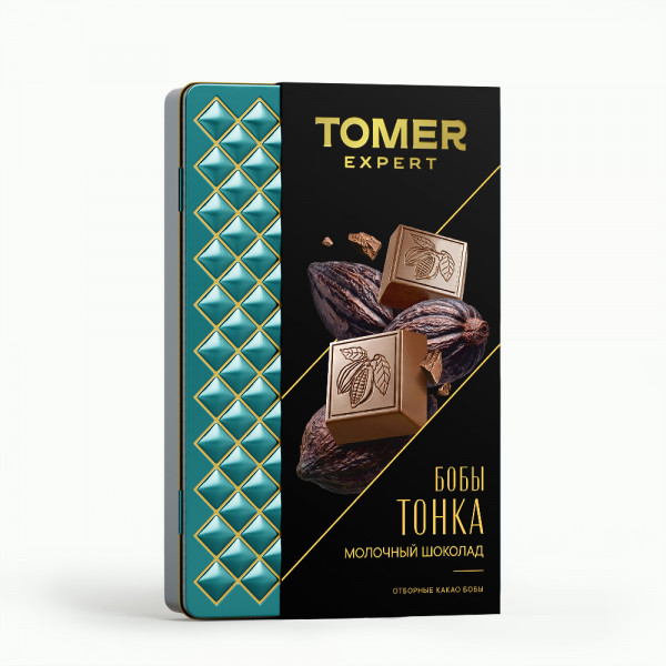 №1 Фабрика Томер металлический бокс Молочный шоколад БОБЫ ТОНКА , 90г в Серове
