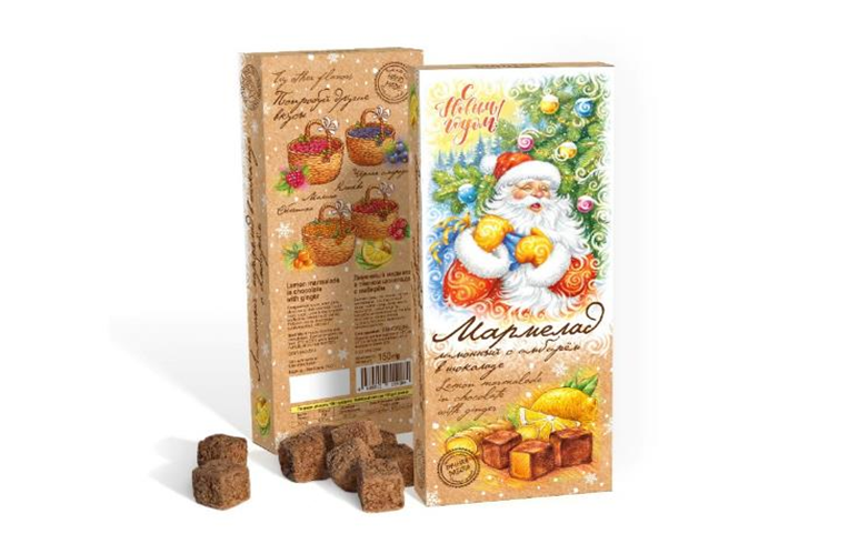  Сладарт(11443) Мармелад НОВОГОДНИЙ Лимонный с имбирём в тёмном шоколаде, 150г    в Серове