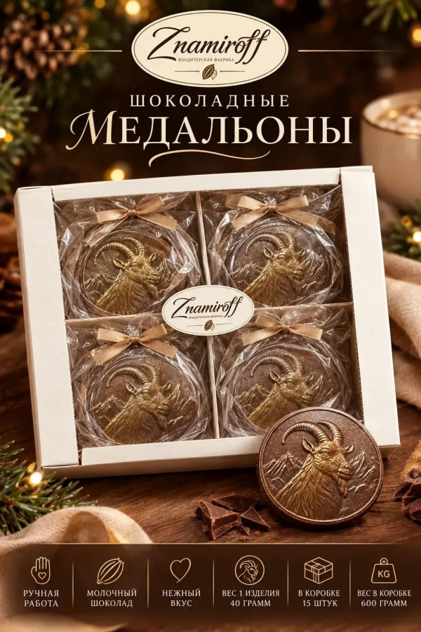 №1 Фигурный шоколад Медальоны Козлики(15шт по 40г) в Серове
