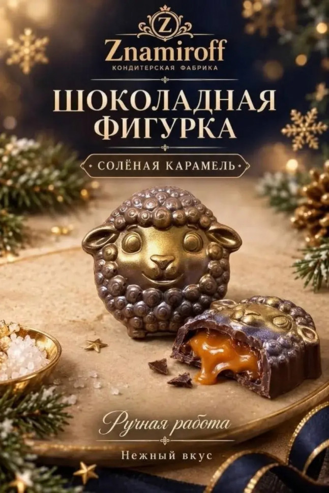  Шоколад фигурный "Овечка-мордашка" молочный шоколад с начинкой солёная карамель(блок 5шт по 70г) в Серове
