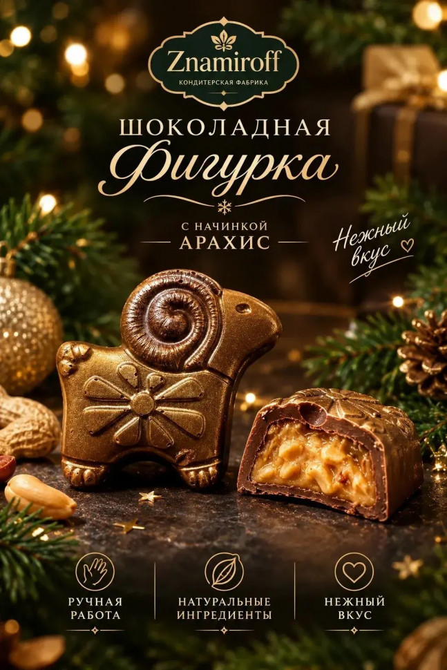  Шоколад фигурный "Баран-таран" молочный шоколад с арахисовой начинкой (блок 5шт по 70г) в Серове