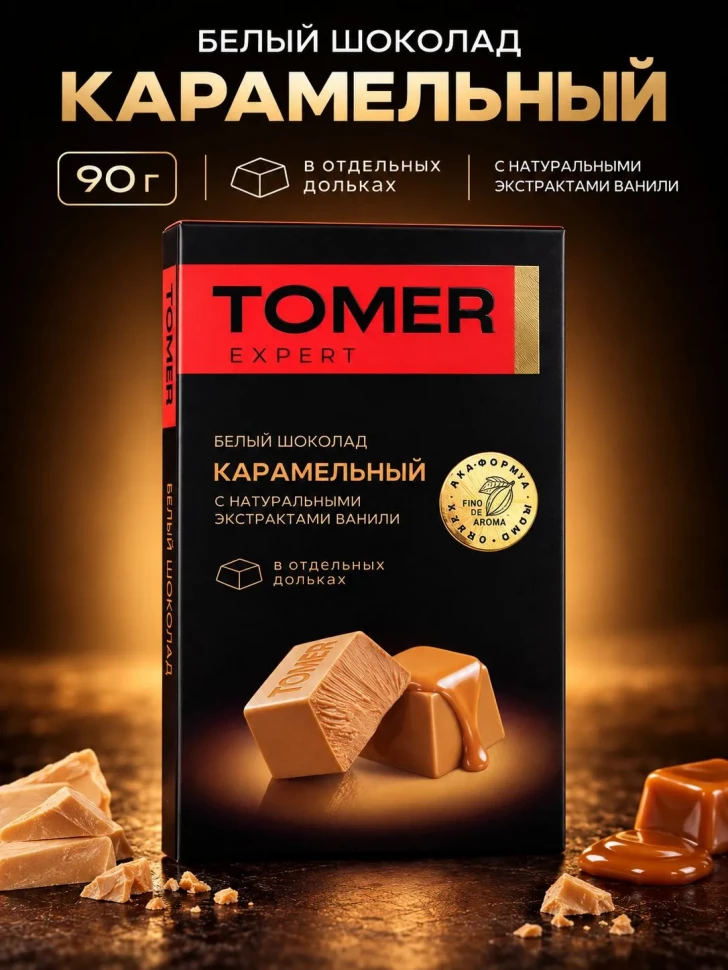  Фабрика Томер  Белый шоколад КАРАМЕЛЬНЫЙ, 90г  в Серове