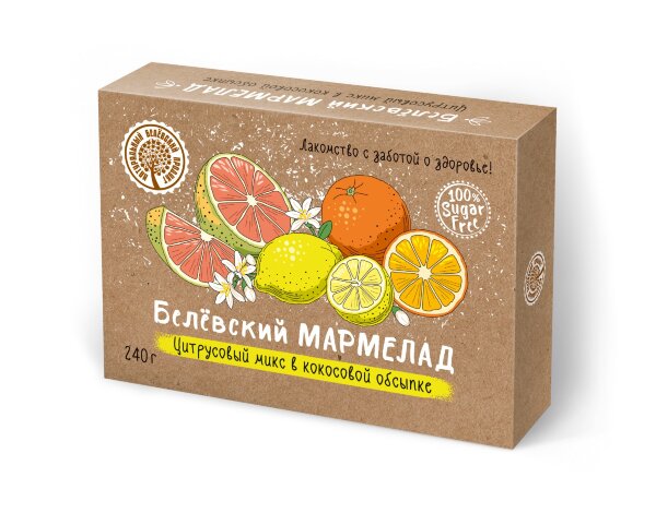 №2 Мармелад белевский на фруктозе 240г "Цитрусовый микс" в Серове